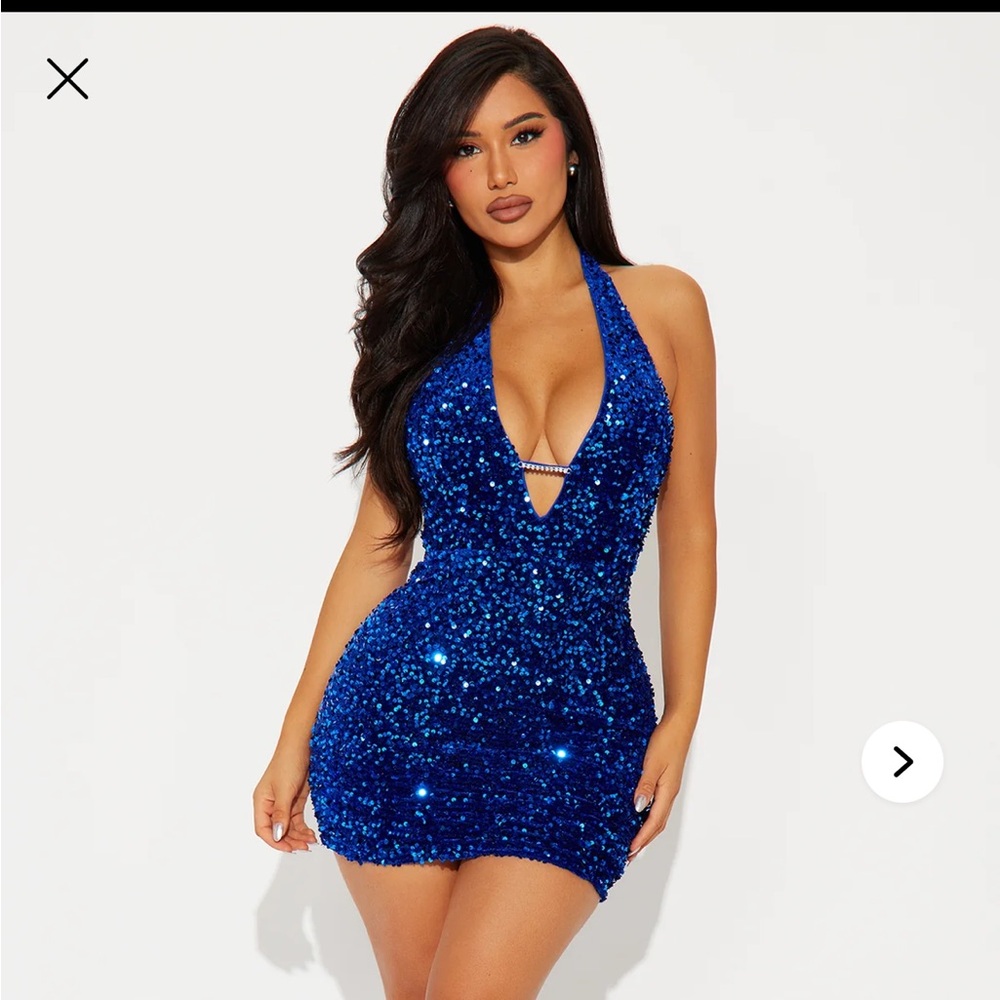 Fashion Nova Sparkling Blue Mini Dress